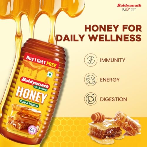 Image of Baidyanath Squeezy Honey Pack 800g (400 gm x 2, Pack of 2) | Pure & Natural | Immunity Booster, Cough & Cold Relief | No Sugar Adulteration