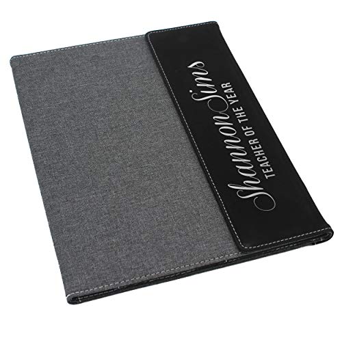 Custom Personalized Canvas Portfolio - Customized and Monogrammed Notepad, Padfolio, Business, Student, Teacher, Gift (Black Flap)