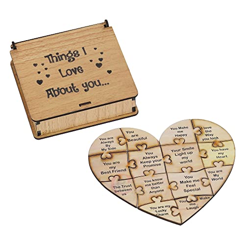 eCraftIndia Brown Wooden Things I Love About You Puzzle Valentine Day Gift Box | Valentine Gift for Girlfriend Boyfriend Husband Wife | Valentine Day Gifts | Valentine Day Decoration Items 8 514WOVqa5TL