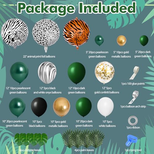 Image of Amandir 152Pcs Jungle Safari Balloon Garland Arch Kit