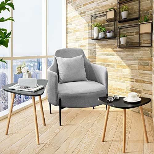 CASART Nesting Tables Set of 2, Triangle Sofa Side Tables, Bamboo Legs, 2 PCS Modern Accent Tea Tables for Living Room Bedroom Office