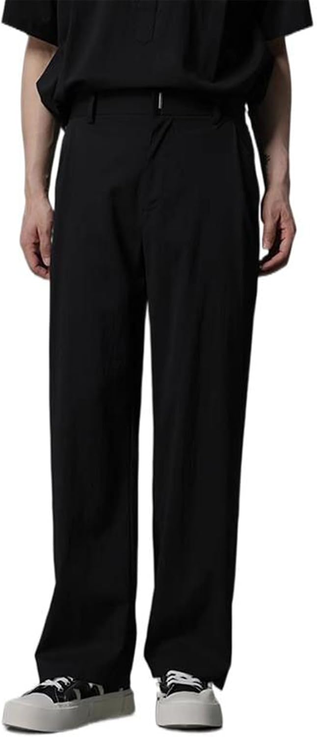 Men's Suit Pants Linen Straight Leg Loose Summer Casual Lightweight Work Pants for Men