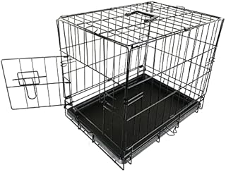 FoxHunter 18" 18 Inch Pet Dog Puppy Cat Training Cage Crate Carrier Metal Folding With ONE Door and Tray XSmall Black New