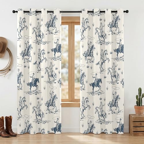 Western Cowboy Blackout Curtains – 100% Blackout Rustic Western R...
