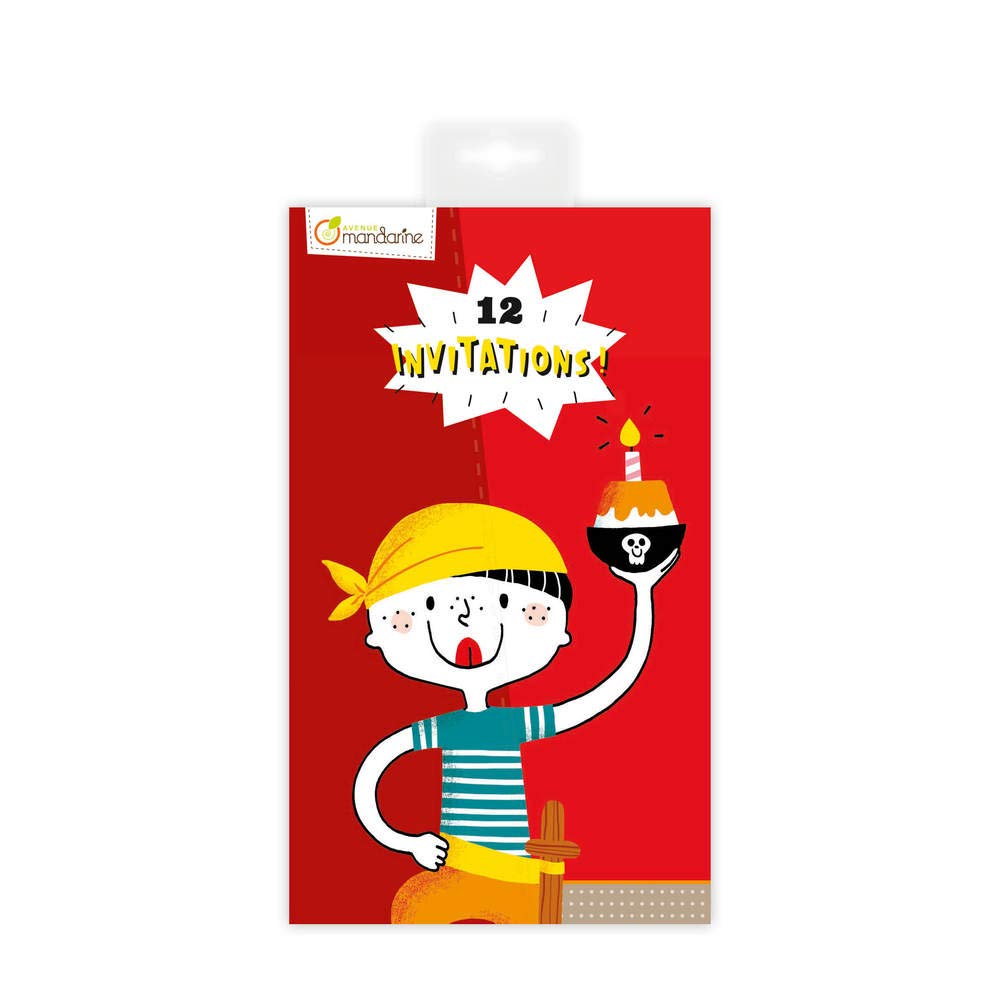 Avenue Mandarine - Ref CO145O - Detachable Invitation Cards - Pirate Designs - Booklet of 12 Invitations, Original Illustrations, 160gsm Drawing Paper, Suitbale for Ages 5+