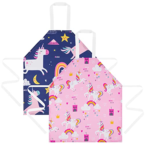 HOTUT 2 Pcs Kids Aprons, Cartoon Style Adjustable Child Chef Aprons