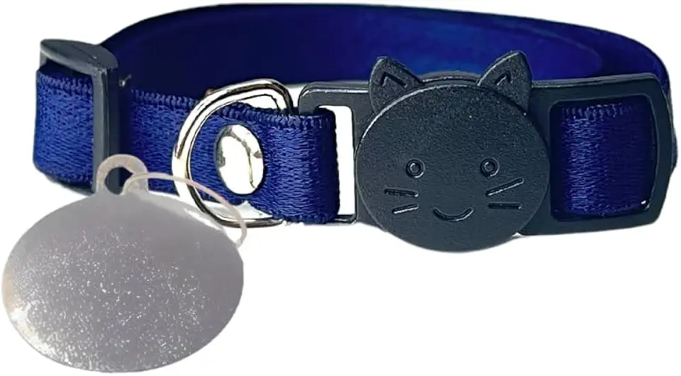 Coleira Gato com Placa de Identificação e Fecho Anti Enforcamento (AZUL)