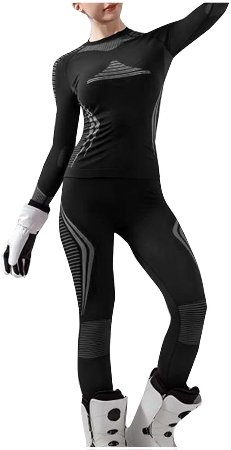 FZYLQY Functional Wear Seamless Thermal Underwear for Women Pj Set Workout Ski Warm Base Layer Cold Weather Yoga Top Bottom