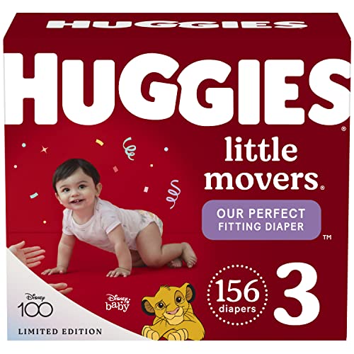 Image of Huggies Size 3 Diapers, Little Movers Baby Diapers, Size 3 (16-28 lbs), 156 Count