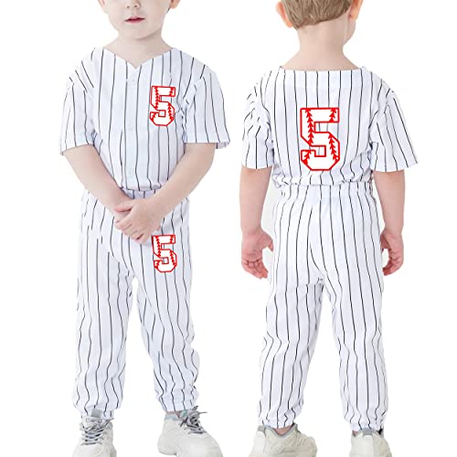 Image of BAICAIYU Toddler Boys Birthday Outfit Kids Baseball Jersey and Pants Suit Set 2nd 3rd 4 Years Old Stripe Cute Summer Clothes