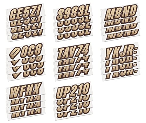 Image of STIFFIE Techtron Tan /Brown 3 inch Boat & PWC Registration Decals • Numbers Letters Stickers