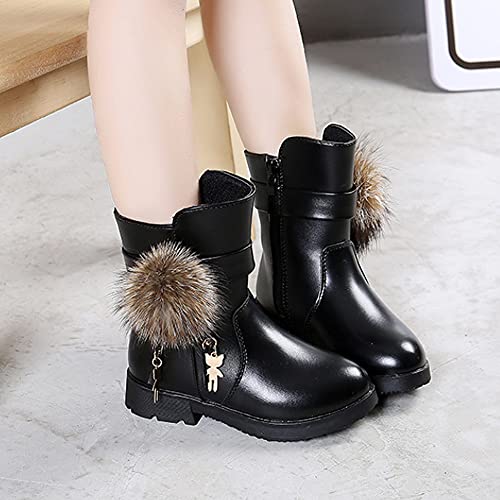 QINGCOMFACAI Kid's Girl's Waterproof Ankle Boots Side Zipper Fur Lined Winter Snow Boots(Toddler/Little Kid/Big Kid)3