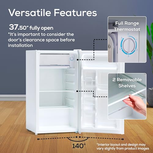 Image of Igloo 3.2 Cu.Ft. Mini Fridge with Freezer - Single Door Compact Refrigerator with Glass Shelves for Homes, Dorms & Offices- Keep Snacks, Drinks & Frozen Foods Cool with Temperature Control Mini Fridge