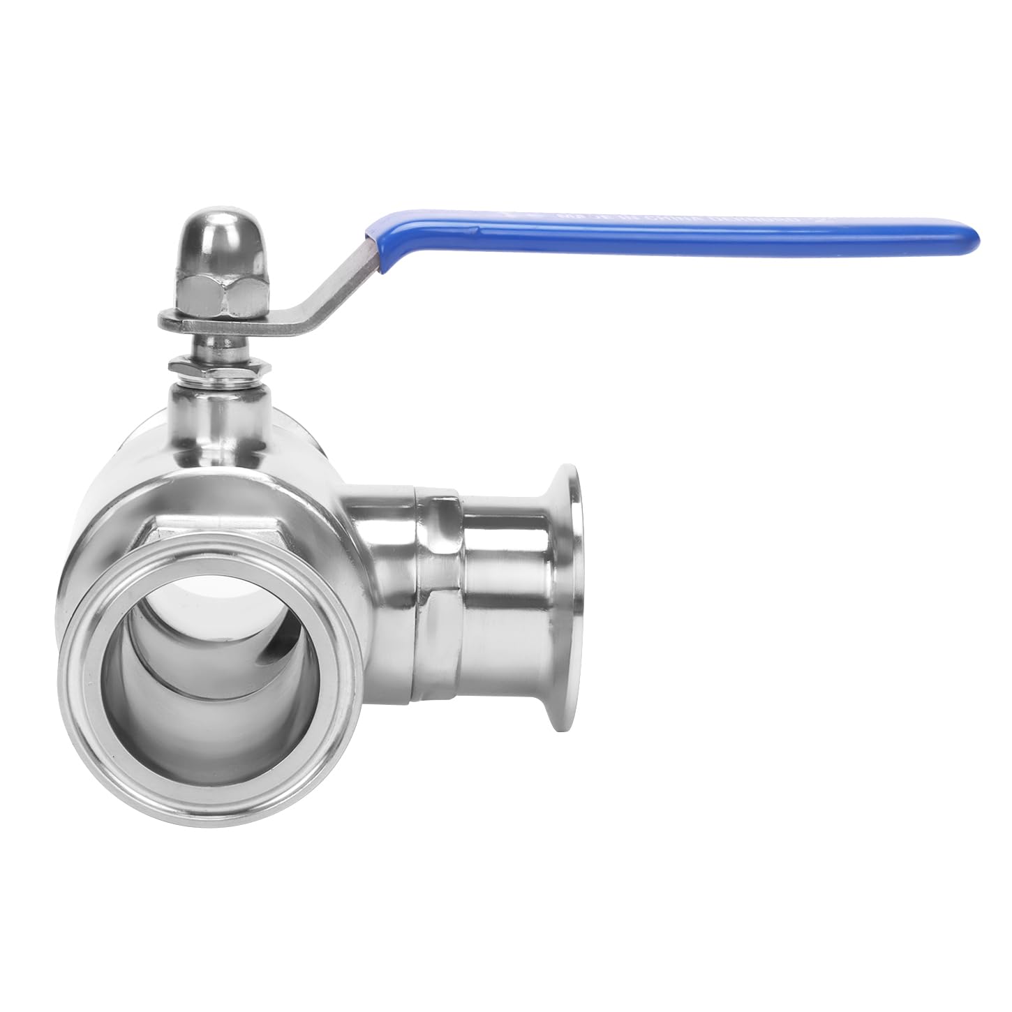 DERNORD Válvula de bola sanitaria de triple abrazadera de 2 pulgadas, válvula de bola de 3 vías, puerto en T, acero inoxidable 304, forrado de PTFE (tubo OD de 2 pulgadas)