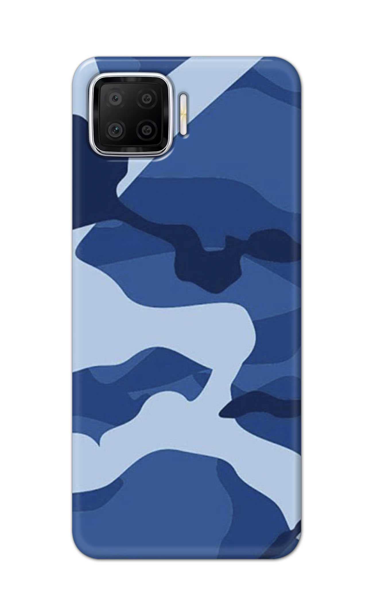 PRINTFIDAA Army Blue Camouflage Pattern Indian Printed Designer Hard Back Case Cover for Oppo F17 -(YA) MRR2014