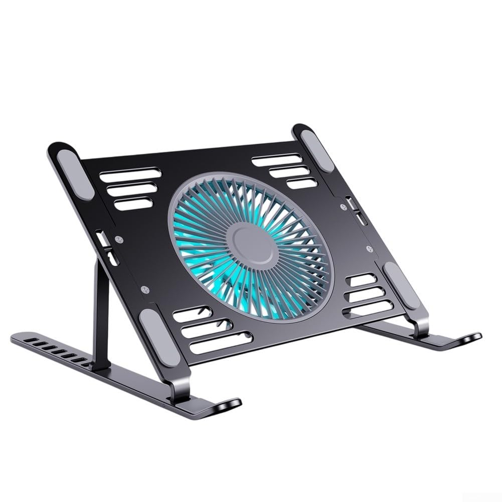 Soporte de refrigeración para laptop, ultraligero, ajustable, con 3 ventiladores silenciosos, ergonómico, plegable, portátil, para tableta con ventilador de aleación (negro)
