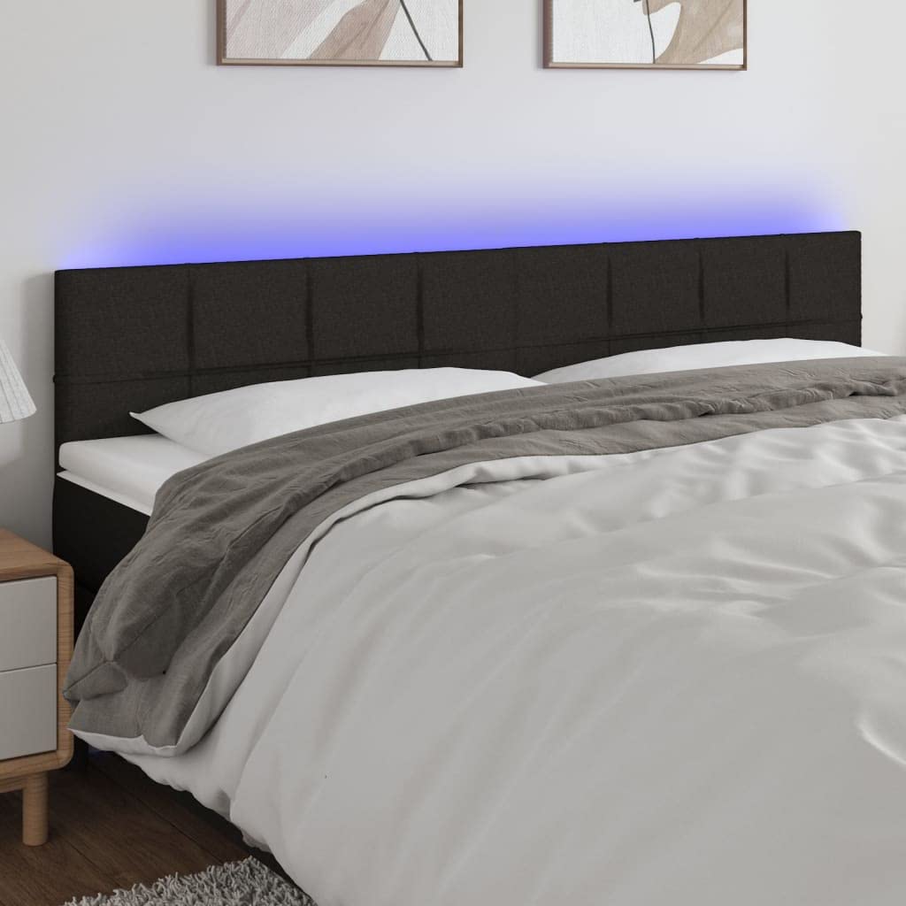 Rantry Cabecero con LED de Tela Negro 180x5x78/88 cm, Cabecero Cama, Cabezal Dormitorio, Estructura Habitación Mobiliario Muebles Decoración Adorno Dormitorio Tipo 3 Cabeceros y pies de Cama