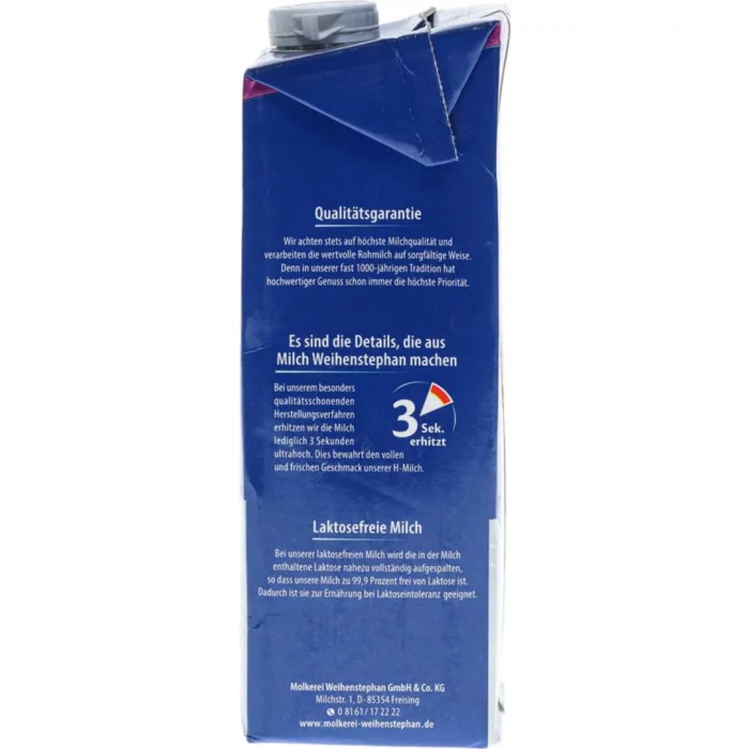 Milch Weihenstephan fettarme H-Milch 1,5% Fett laktosefrei, je 1 Liter, 24 Stück + Pufai
