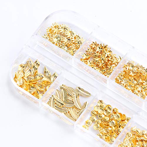 Diarypiece 12 Grids/Box Diy Jewelry Resin Mold Filler, Mixed Glitter Golden Ocean Metal Epoxy Resin Filler #TOP5