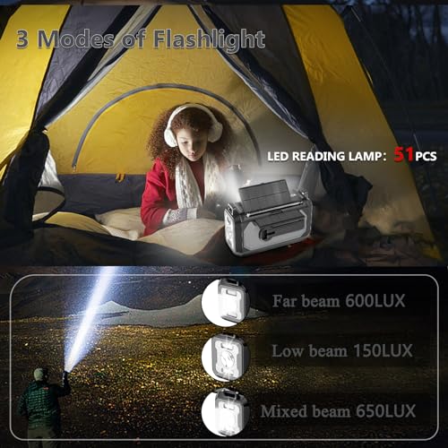 image for DCOVOR 12000mAh Hand Crank Emergency Radio, AM/FM/NOAA Weather Radio, 