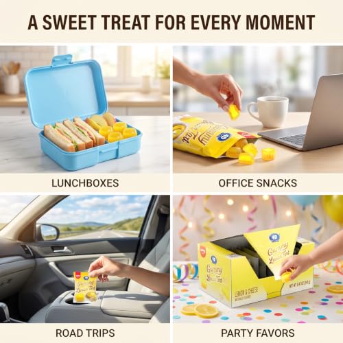 Image of AMOS 4D Gummy Lemon Tart Candy, Lemon and Cheese Flavored Gummies, Crunchy Outside and Gummy Inside, 10 Individually Wrapped Snack Packs, 8.47 oz