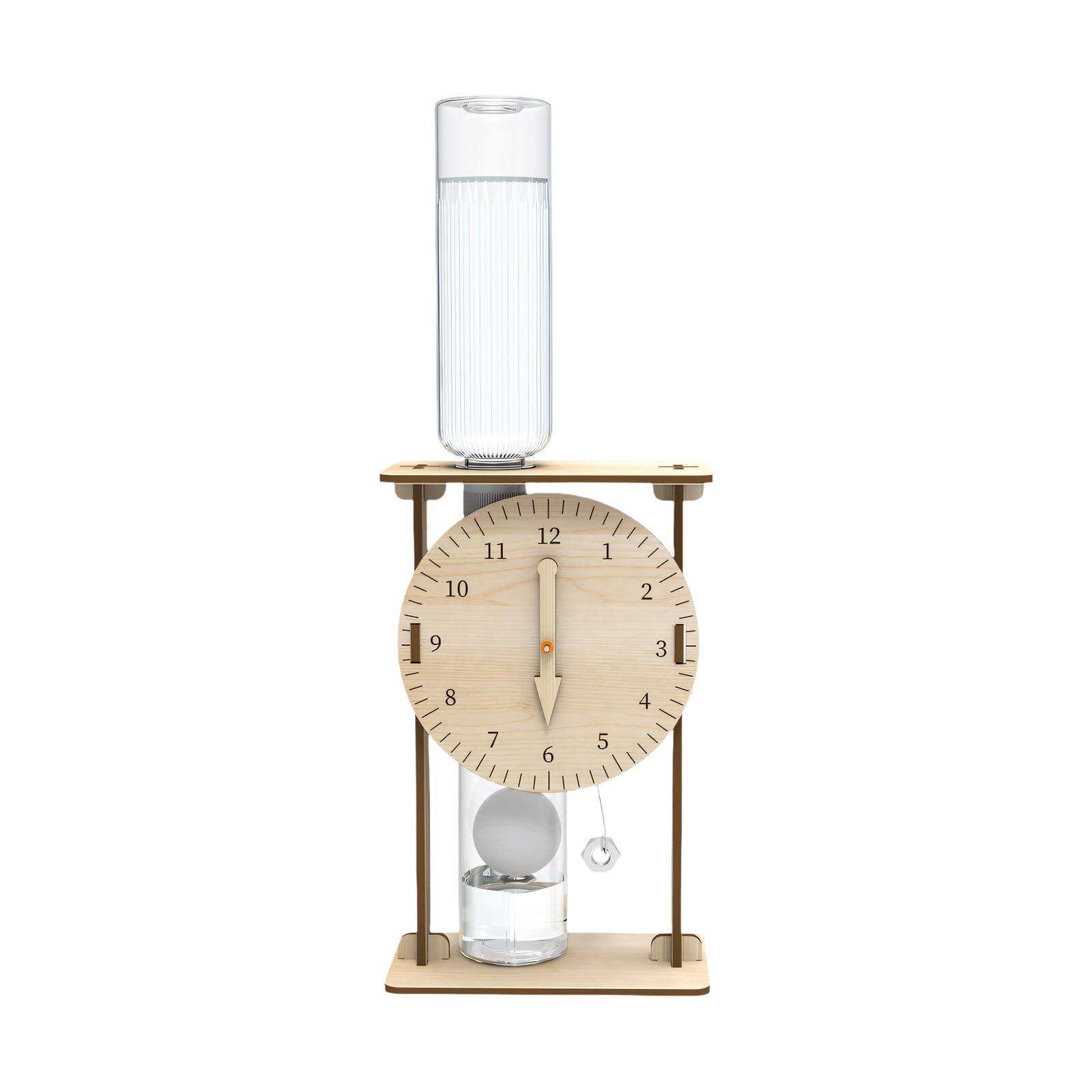 Pffiocix Wood Water Clock Physics Teaching Aid Set for School Laboratory and Family Fun Creative Wooden Water Drip Clock