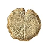 Golden Leaf Tray Lotus Decorative Gold Trinket Dish Jewelry Ring Holder Plate Vanity Tray