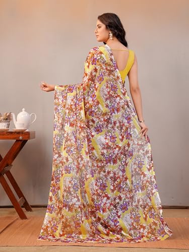 Image of Garden Vareli Floral Print Chiffon Saree