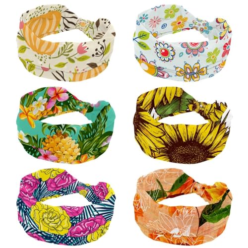 Diademas elásticas de flores para mujer banda ancha para el pelo de yoga