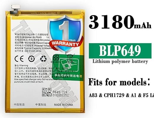 Image of Original BLP649 Battery for Oppo A83 / CHP1729 / A1 / F5 / Li Battery with 1 Year Warranty **** (R000281)
