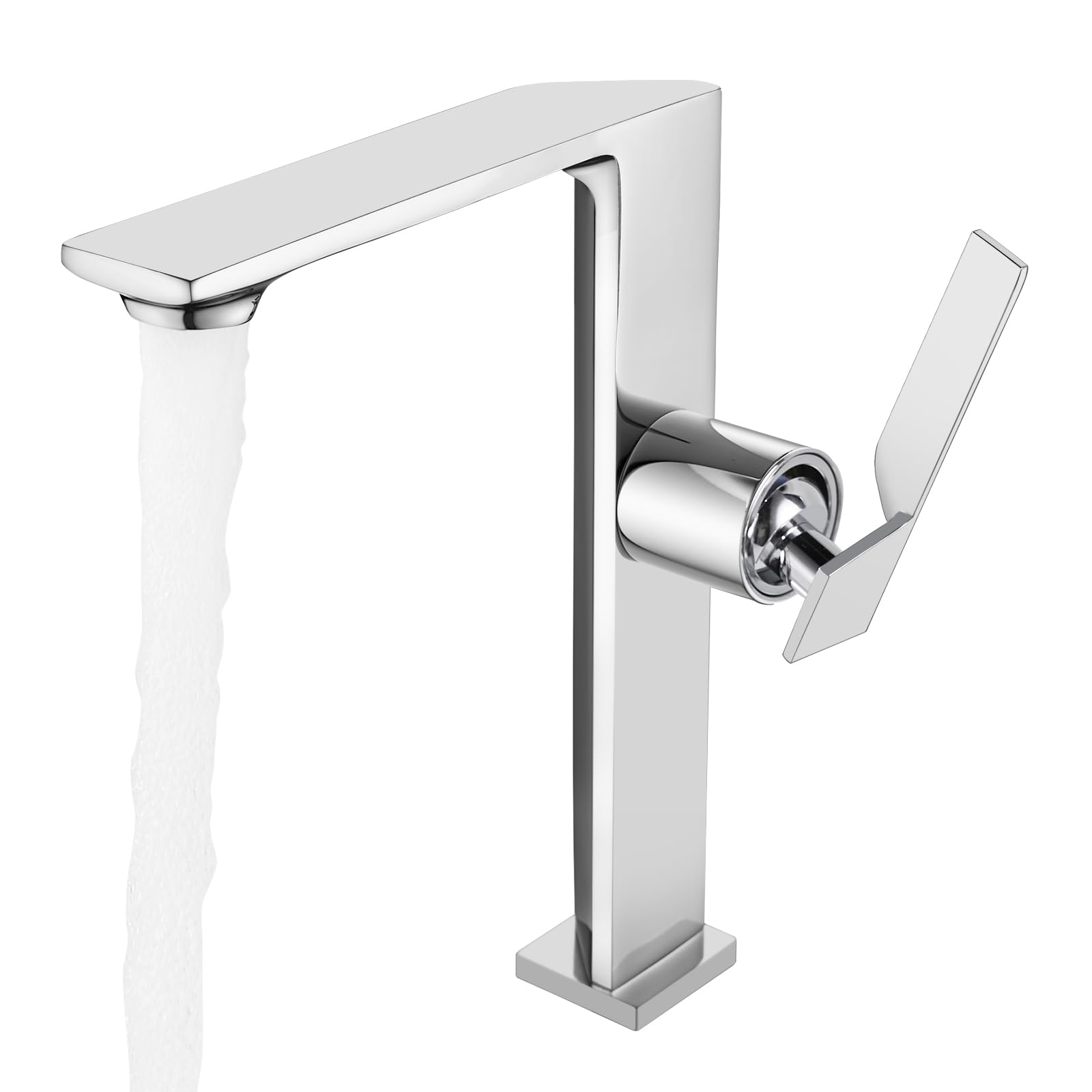 Robinet de salle de bain haut chromé design minimaliste durable