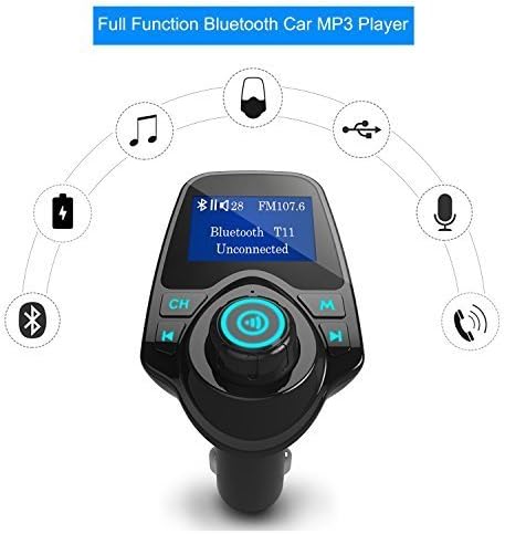 F-FM-1-50 FM Transmitter, Car Bluetooth FM Transmitter Car Kit, Wireless Radio Adapter Car MP3 Player with 2 USB Car Charger