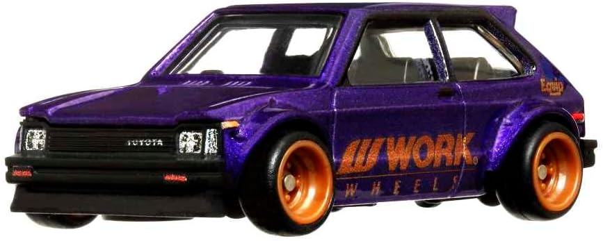 Hot Wheels Car Culture Circuit Legends Vehicles for 3 Kids Years Old & Up, 81 Toyota Starlet Kp61, Premium Collection of Car Culture 1:64 Scale Vehicles