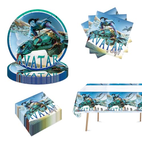 41Pcs Avatars Party Supplies include 20 plates 20 napkins Tablecloth for the Avatars Birthday party Decoration