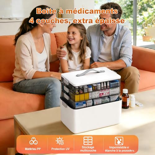 Boîte de rangement à médicaments pour trier et sécuriser la pharmacie - 7