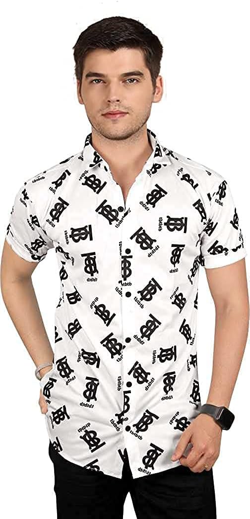 Mentific® Men's Digital Print 2-Way Lycra Half Sleeve Multi Designs Printed Shirts