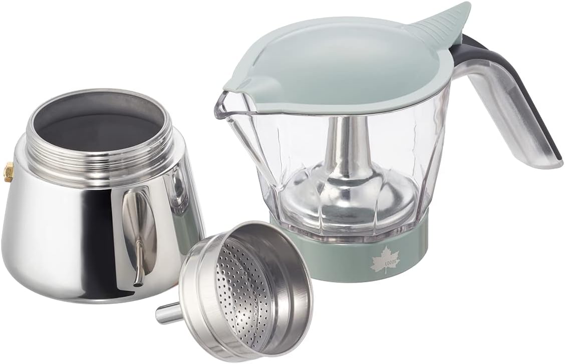 LOGOS Visible Espresso Maker 300, 81210312, Silver (Approx.) Width 8.1 x Depth 3.9 x Height 7.1 inches (20.5 x 10 x 18 cm)