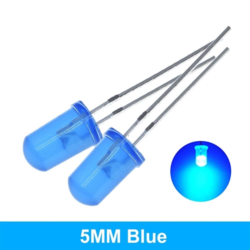 5 Colori x 20 Pezzi = 100 Pezzi F5 5MM Rotondo Giallo Bianco Rosso Verde Blu diffuso Rotondo Dip diodo LED Lampada Luce (Color : 100pcs Red)
