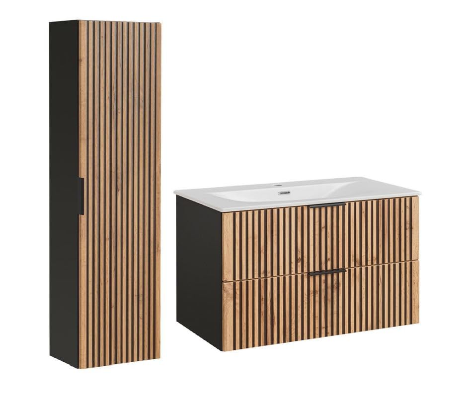 COMAD - Juego de mueble para empotrar (100 cm) y columna Sylve Black Wotan