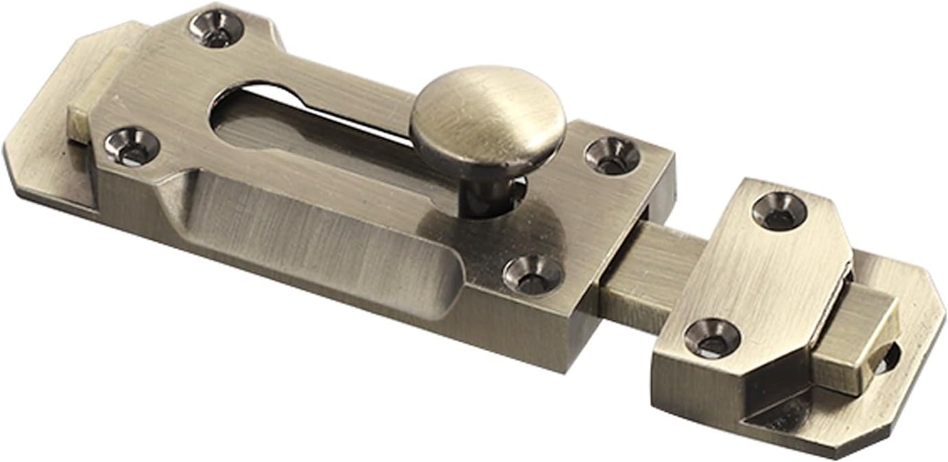 Brushed Nickel Door Lock Slide Bolt Latch for 3 Inch Internal Doors and Storage with Easy Installation Feature (4inch)