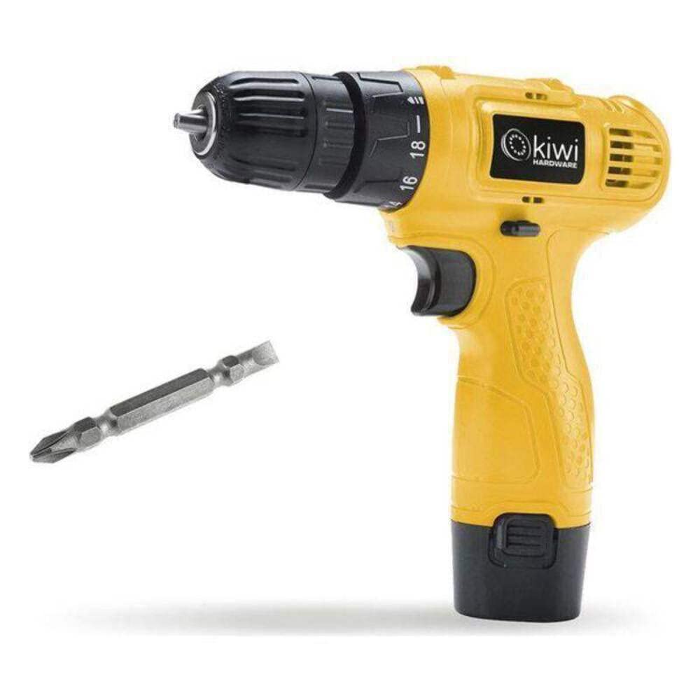 Kiwi S2205907 Set de Taladro y Accesorios, Inalámbrico, 650 Rpm, 1.3 Ah
