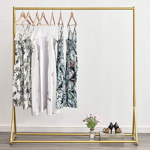 Bosuru Modern Clothes Rack Retail Display Clothes Rack Freestanding Garment Rack Easy Assemble Clothing Rack For Bedroom Or Boutiques Gold 59" L #TOP5