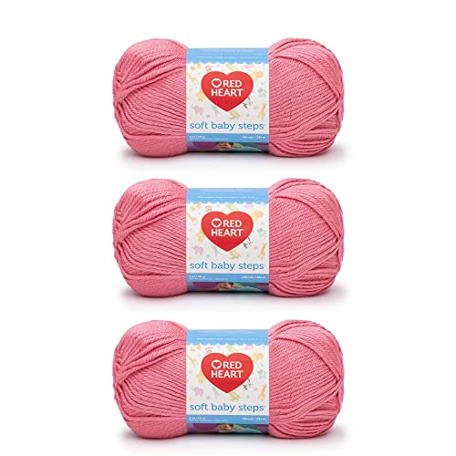 Image of Red Heart Soft Baby Steps Yarn for Crocheting, Strawberry, 3-Pack | #4 Medium Worsted Weight, 100% Acrylic, Soft Texture for Knitting Blankets, Sweaters, Hats, Garments, 256 yards, 141g /5oz