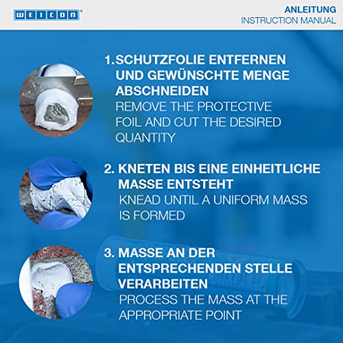 WEICON Repair Stick Multi-Purpose 57 g, Powerknete, Universal Epoxidharz Knete, 2 Komponenten Reparaturknete, altweiß