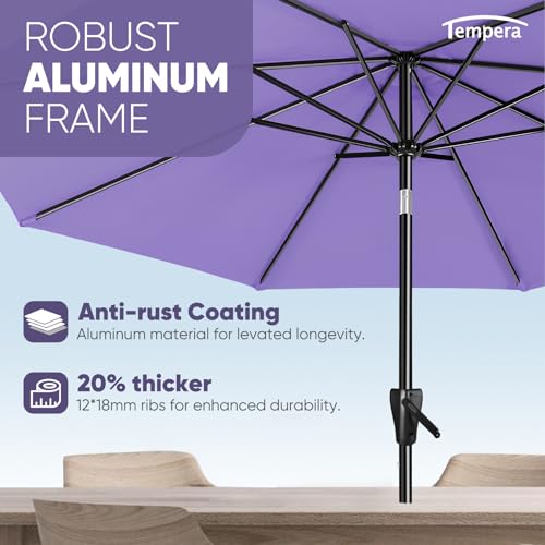 Image of Tempera Patio Market Outdoor Table Umbrella with Auto Tilt and Crank, Large Sun Umbrella with Sturdy Pole & Fade Resistant Canopy, Easy to Set