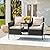 Devoko Outdoor Patio Loveseat Modern Rattan 2-Seat Patio Conversation Set with Cushions & Built-in Coffee Table Porch Furniture for Garden Lawn Backyard (Beige)