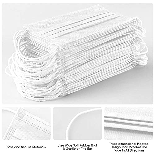 PLAY X STORE 50 PCS Adult Disposable Face M ask, 3 Ply & Adjustable (White-50PCS)