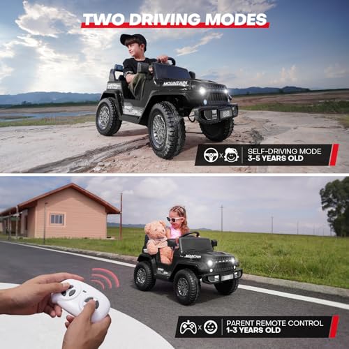 Teoayeah AHL011-BLACK Kids Ride On Truck Car 12V, Battery Powered Electric Vehicle W/2X35W Motors, Remote Control, Big Wheels thumb #5