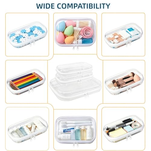 Image of Thickened clear hard shell zipper case,Professional-Grade Plastic Clear Zipper Pencil Case, Toiletry Pouch, Travel Organizer, Cosmetic Bag, Toy Storage Bins (1L+2M)