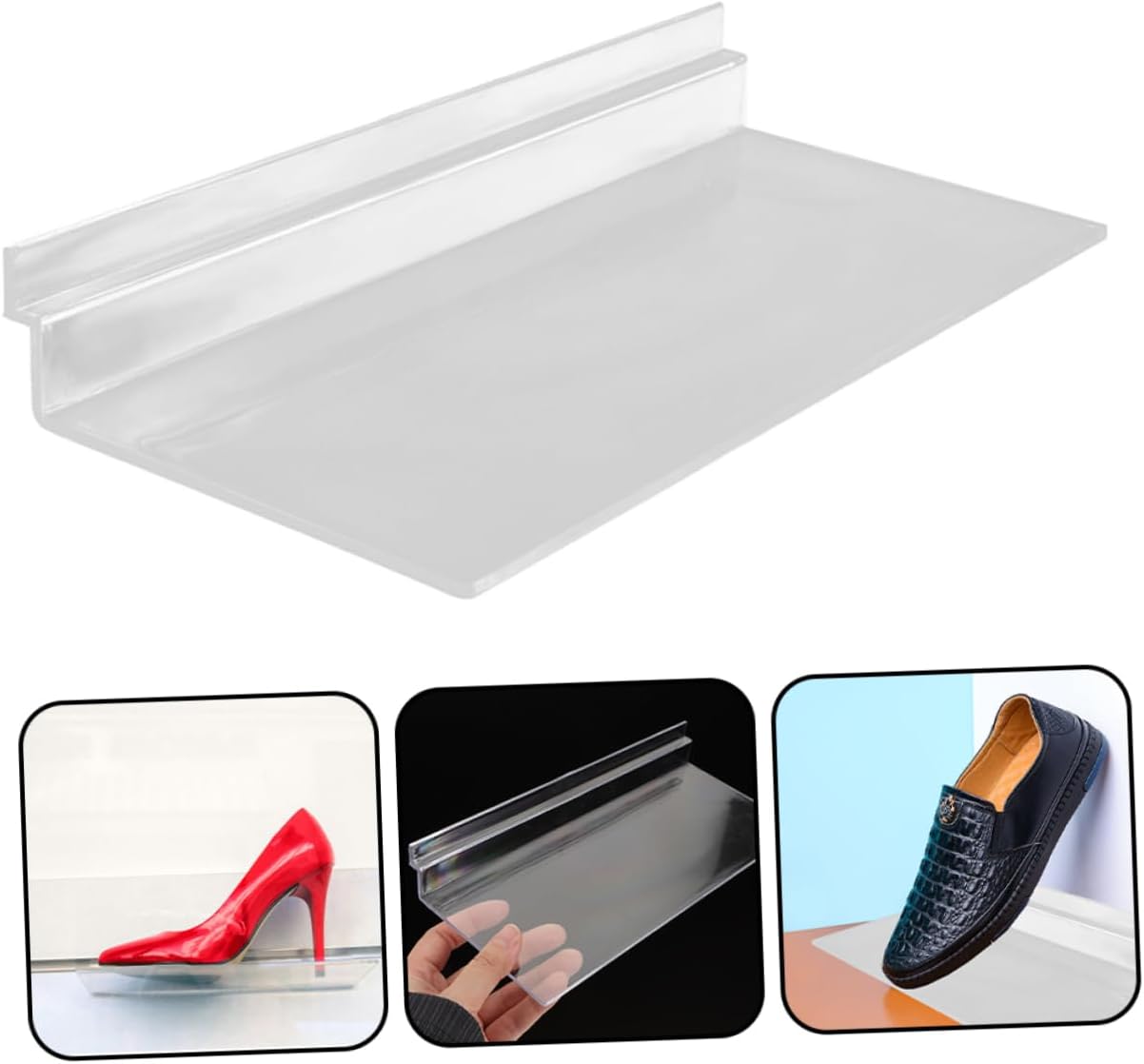 IMIKEYA 5Pcs Wall Shoe Shelf Display Rack Slatwall Storage for Retail Home Elegant Transparent Design for Sneaker Organization Easy Installation